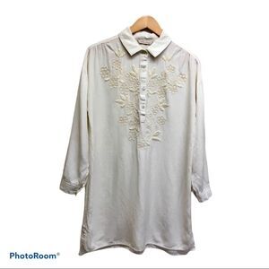 Soft Surroundings Linen Tunic Embroidered Blouse
